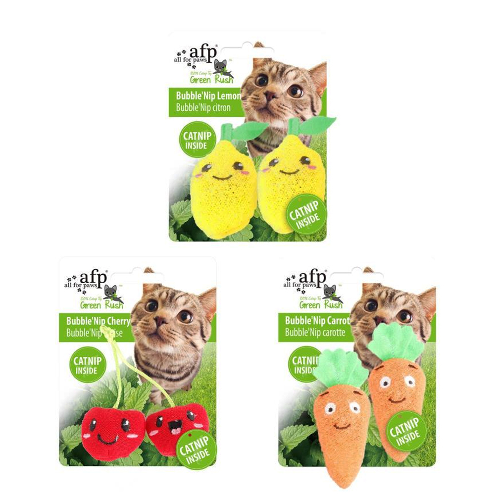 【all for paws】美國AFP貓用玩具 奔綠系列-泡泡檸檬/泡泡櫻桃/泡泡胡蘿蔔