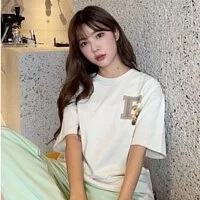 [S] EVISU E LOGO WITH BEAR TEE SHIRT,CREAM , ET2UTS719-CM PWP (SEV36)