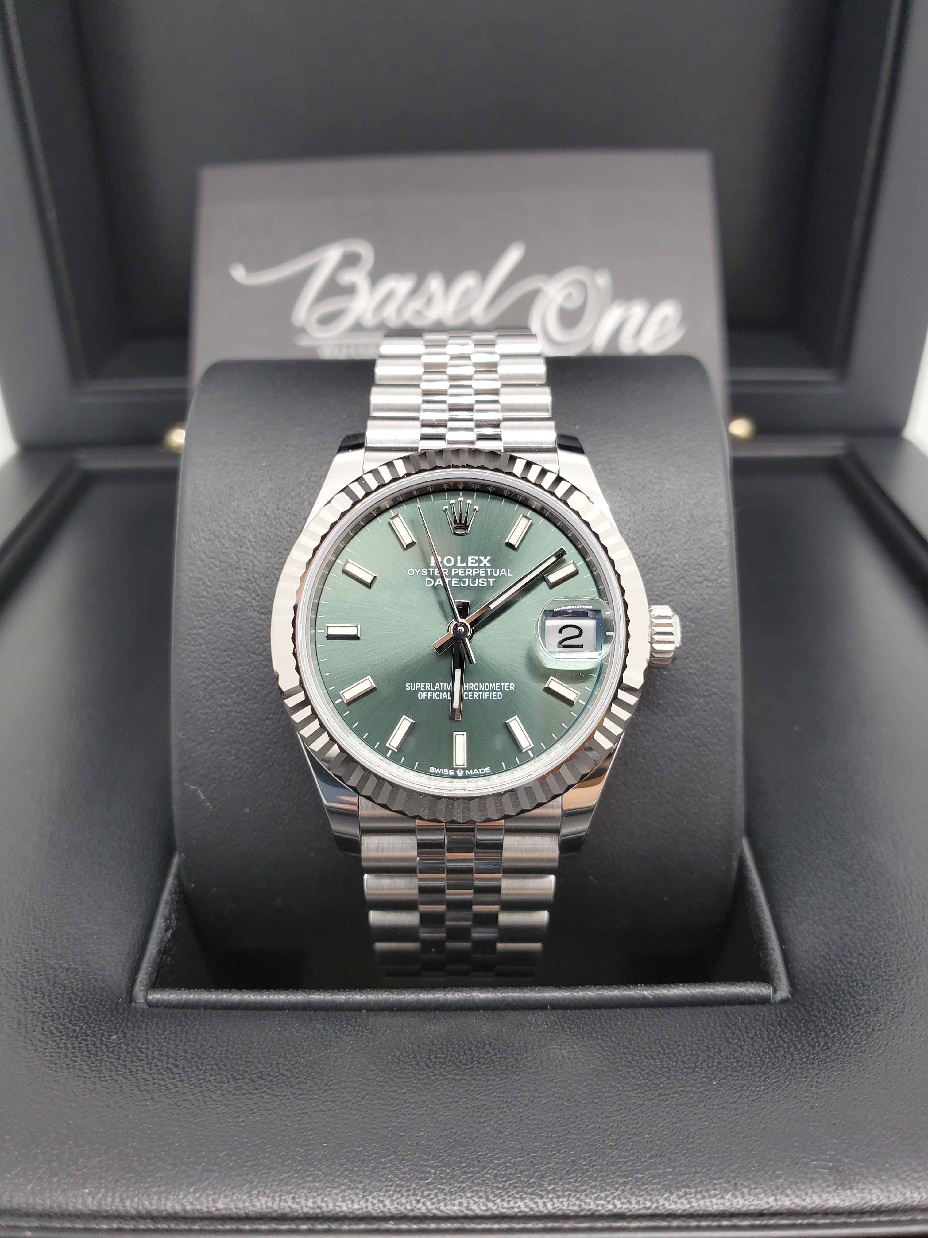 BRAND NEW ROLEX 278274 GREEN DIAL DATEJUST 31 JUBILEE STRAP WHITE GOLD STEEL 31 MM