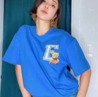 [S] EVISU E LOGO WITH BEAR TEE SHIRT,BLUE, ET2UTS719-BL PWP (SEV38)