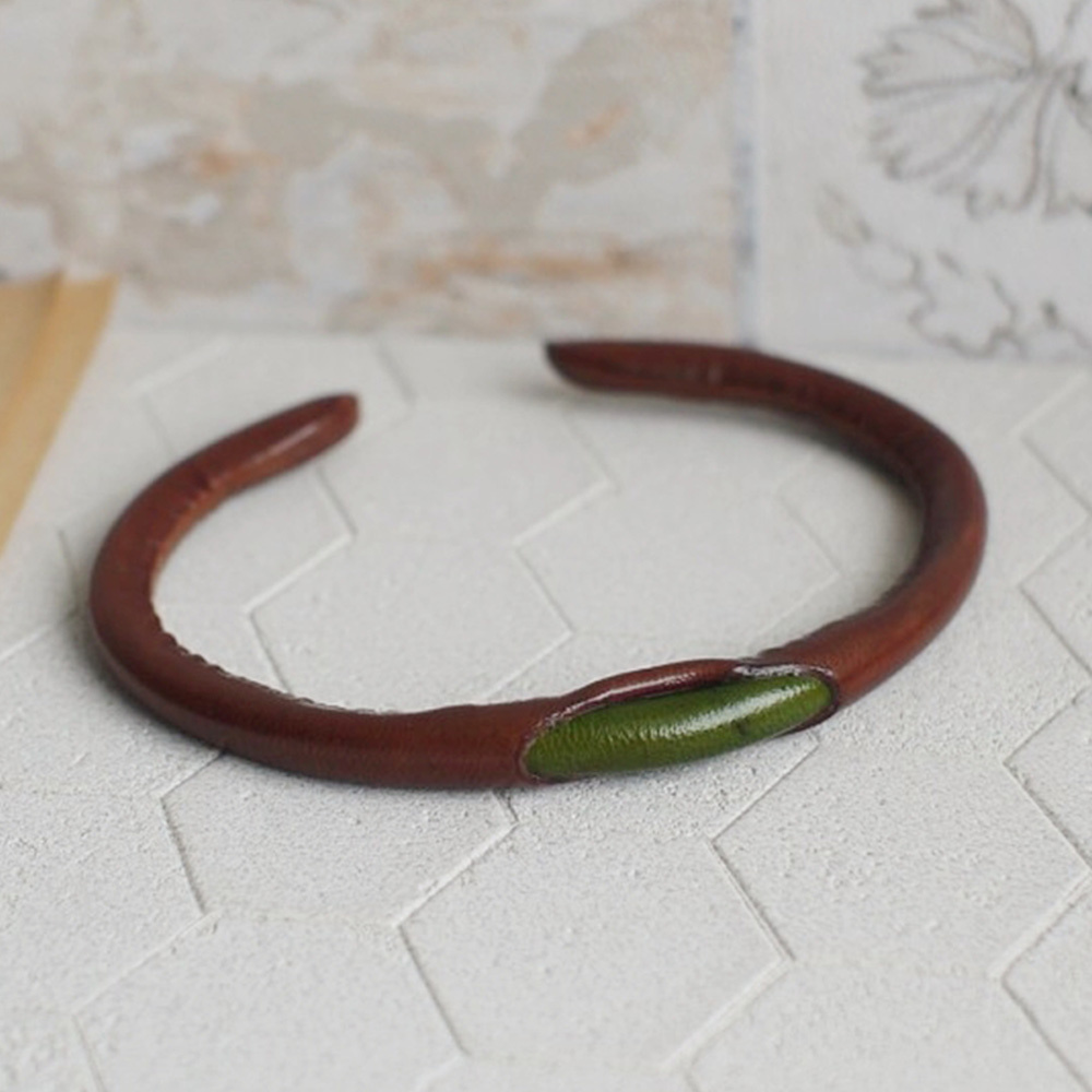 雙色手染牛皮手環(咖啡色)/PB004BR