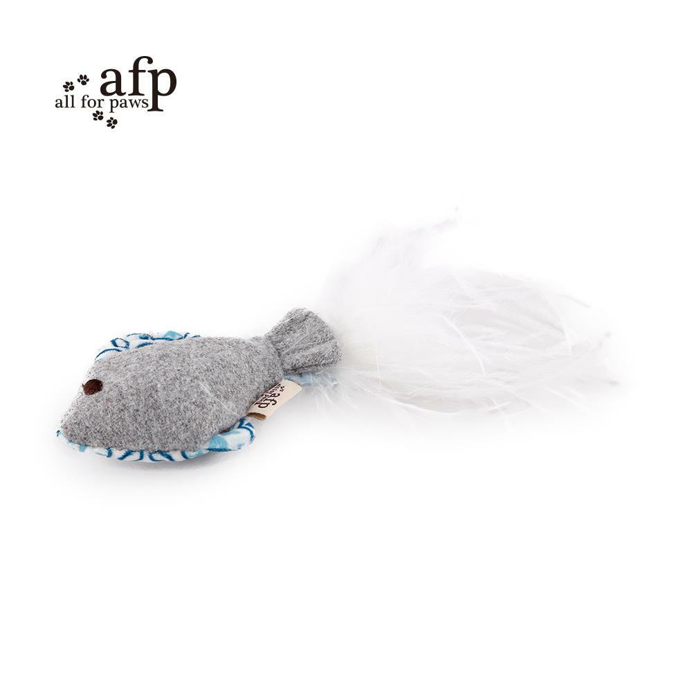 【all for paws】美國AFP貓用玩具 復古貓系列-羽毛花魚 (顏色隨機)