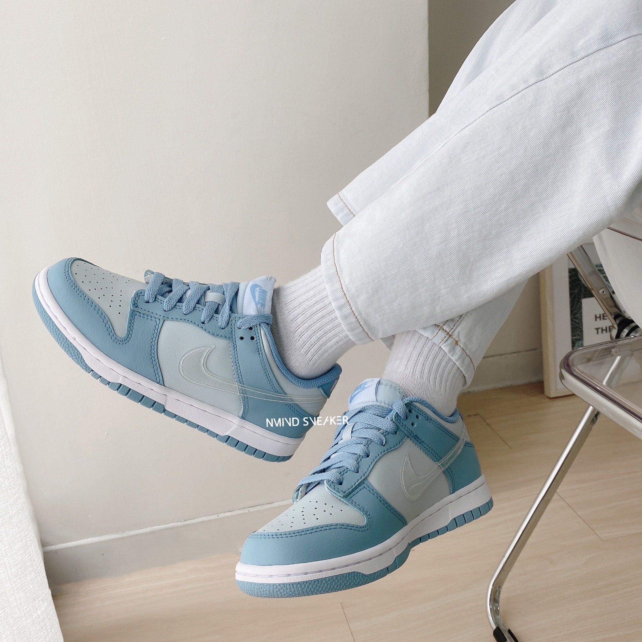 Nike dunk low (GS) "Clear Blue Swoosh"透明勾勾 寶寶藍(DH9765-401)