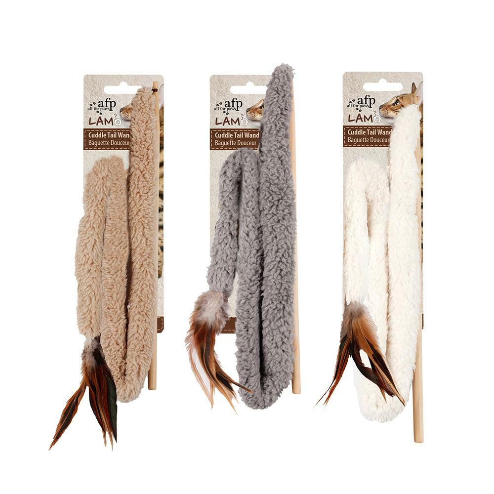 【all for paws】美國AFP貓用玩具 羔羊毛系列-長尾魔杖逗貓棒(顏色隨機)
