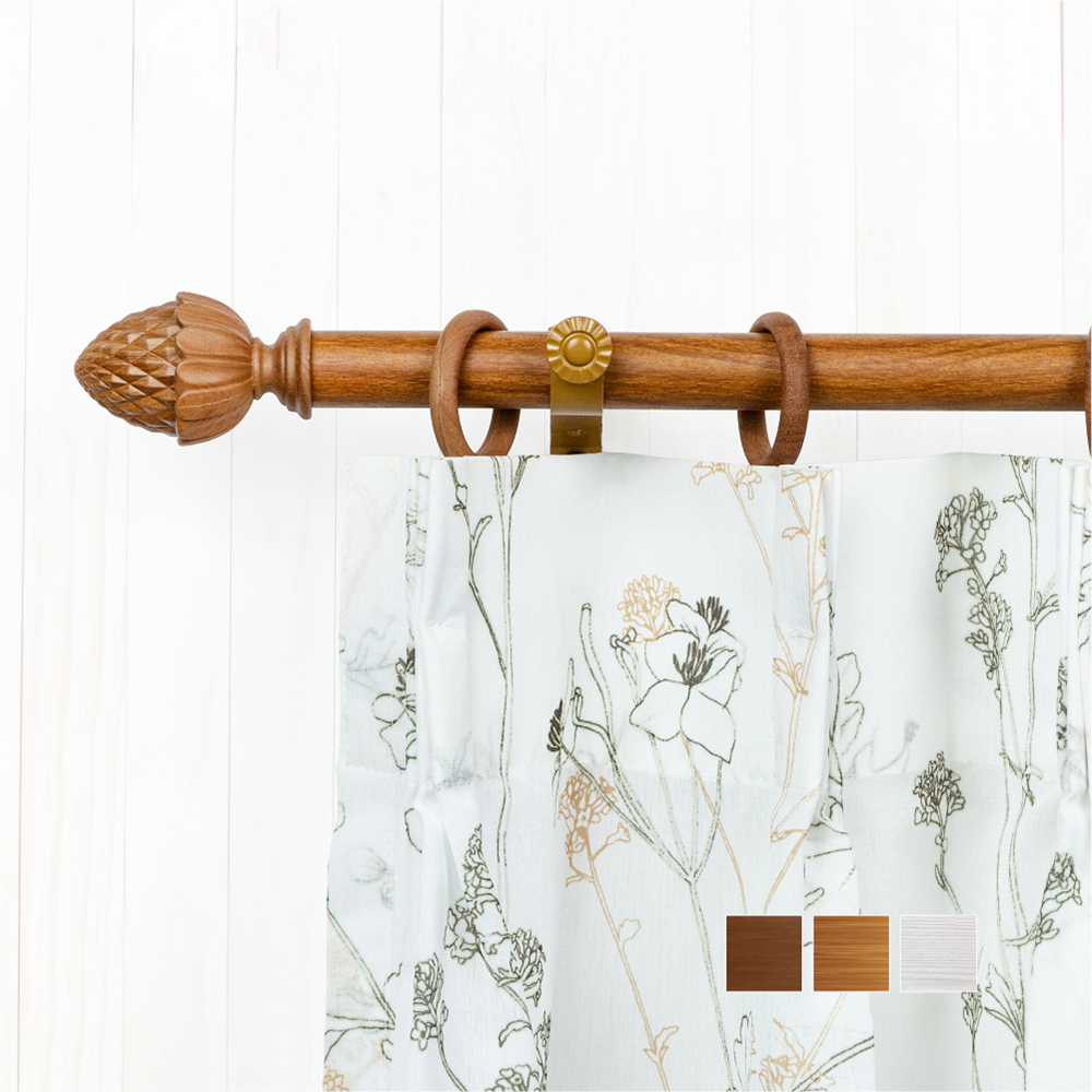 20.7mm│圓潤松果│仿木紋│伸縮窗簾桿架│三色2尺寸