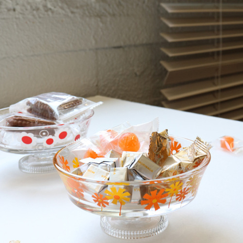 ADERIA 昭和復古 淺型高腳甜點杯-橘菊