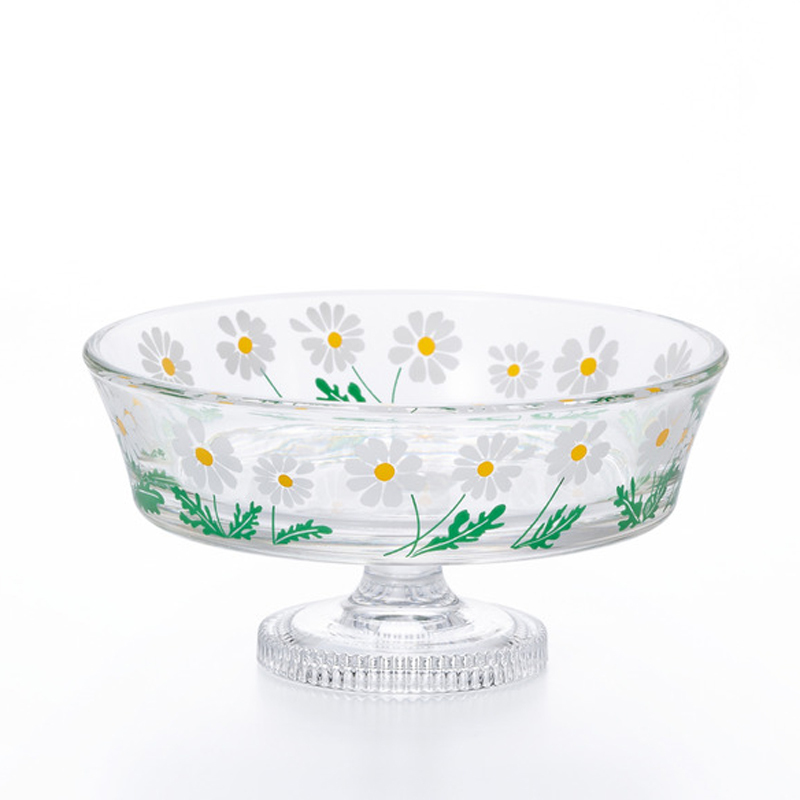 ADERIA 昭和復古 淺型高腳甜點杯-野路菊