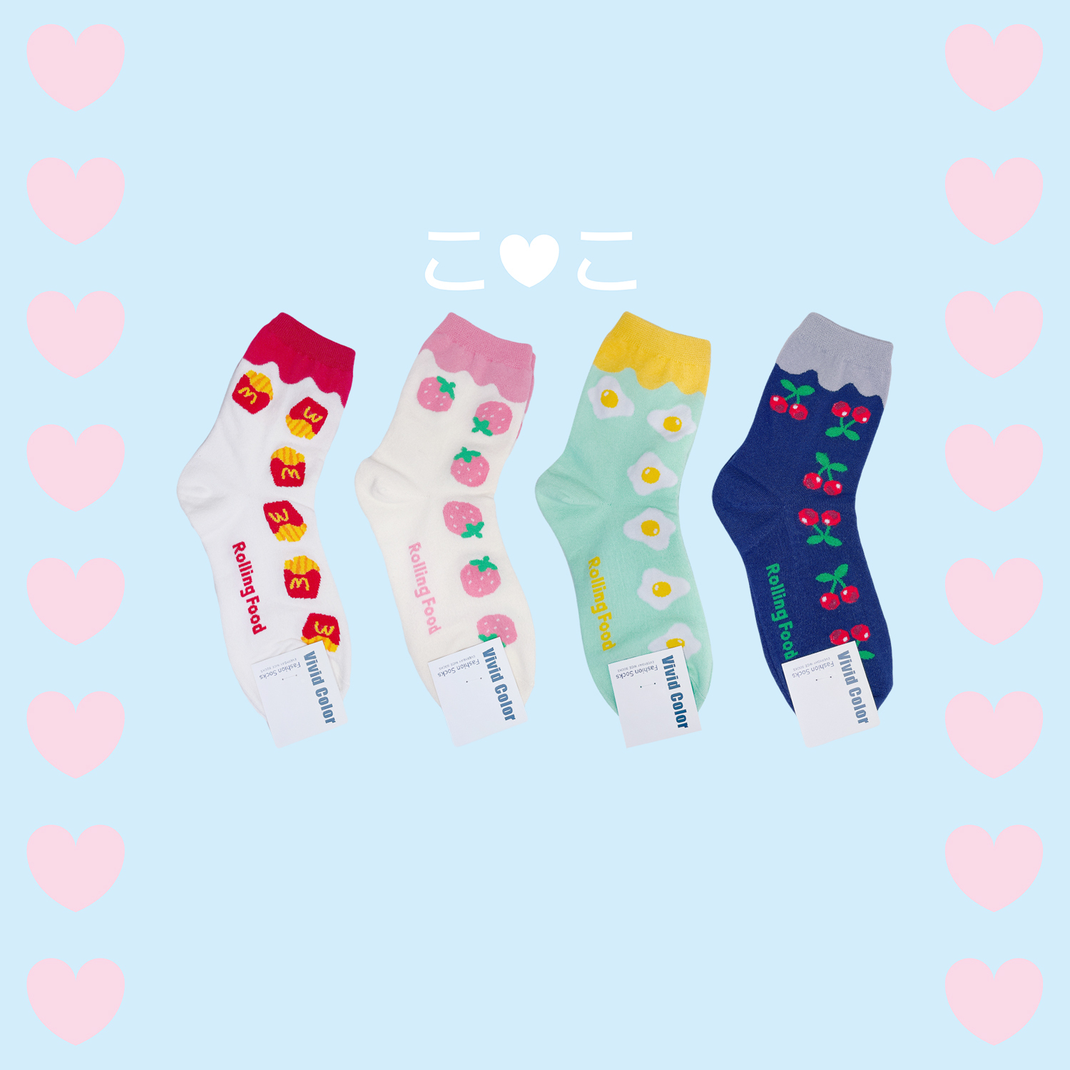 正韓食物波浪造型襪子