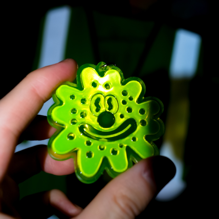 Kingjun｜反光片鑰匙圈｜病毒花｜黃