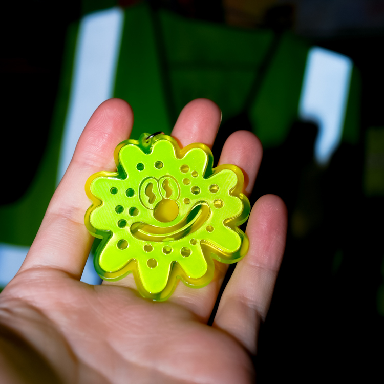 Kingjun｜反光片鑰匙圈｜病毒花｜黃