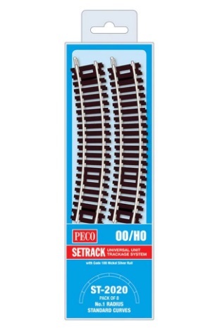 Peco ST-2020 HO規 Standard Curve R1 22.5度 371mm 彎軌.8入