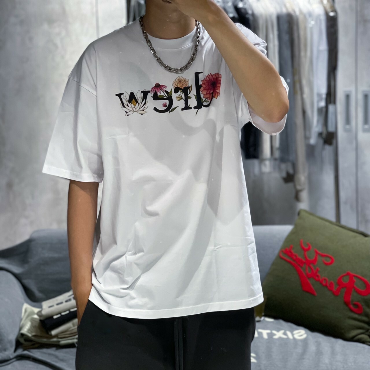 Drew House 稀少款 花卉字體Logo 短袖 T