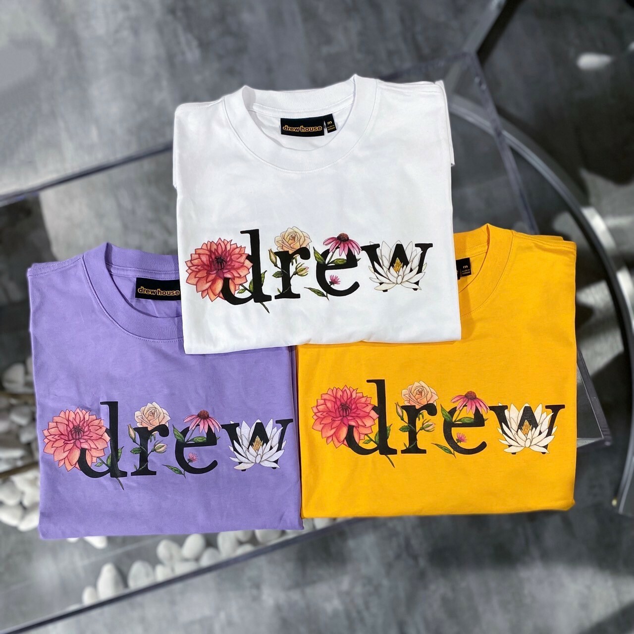 Drew House 稀少款 花卉字體Logo 短袖 T