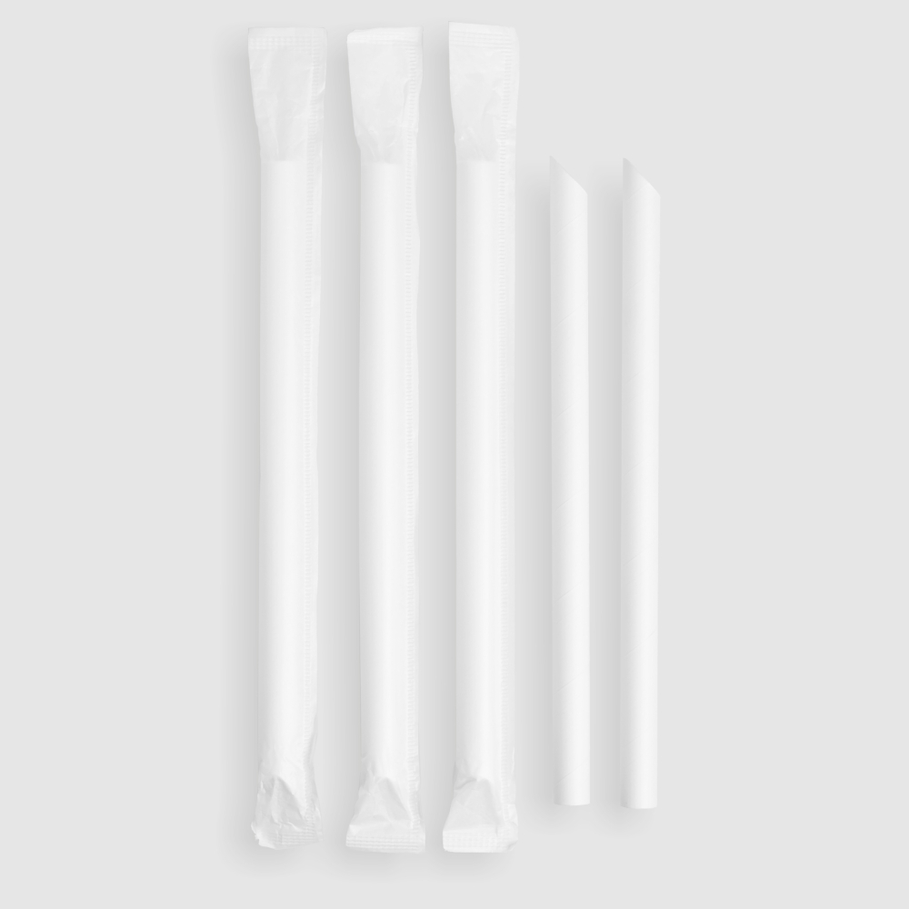 冷熱共用紙吸管 12mm 純白