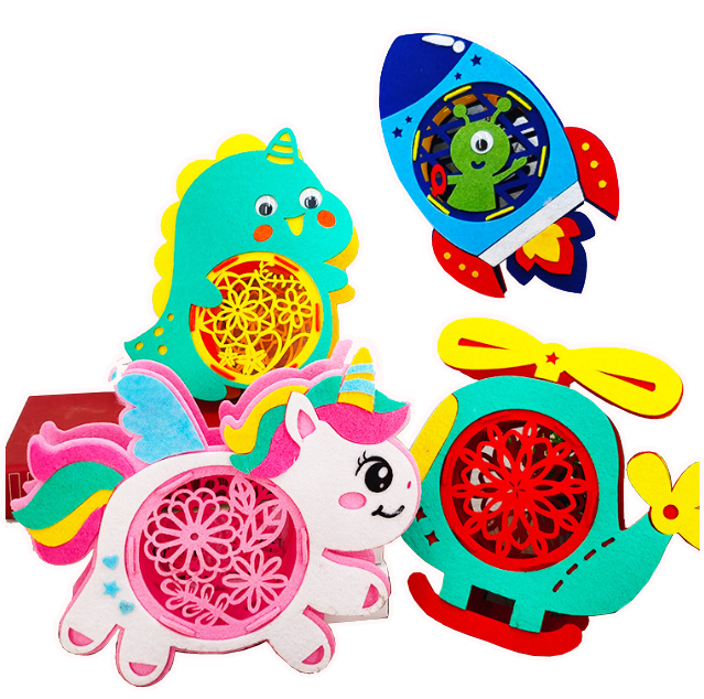 DIY不織布立體鏤空燈籠材料包(包電池) 65496