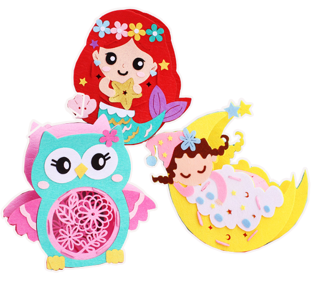 DIY不織布立體鏤空燈籠材料包(包電池) 65496