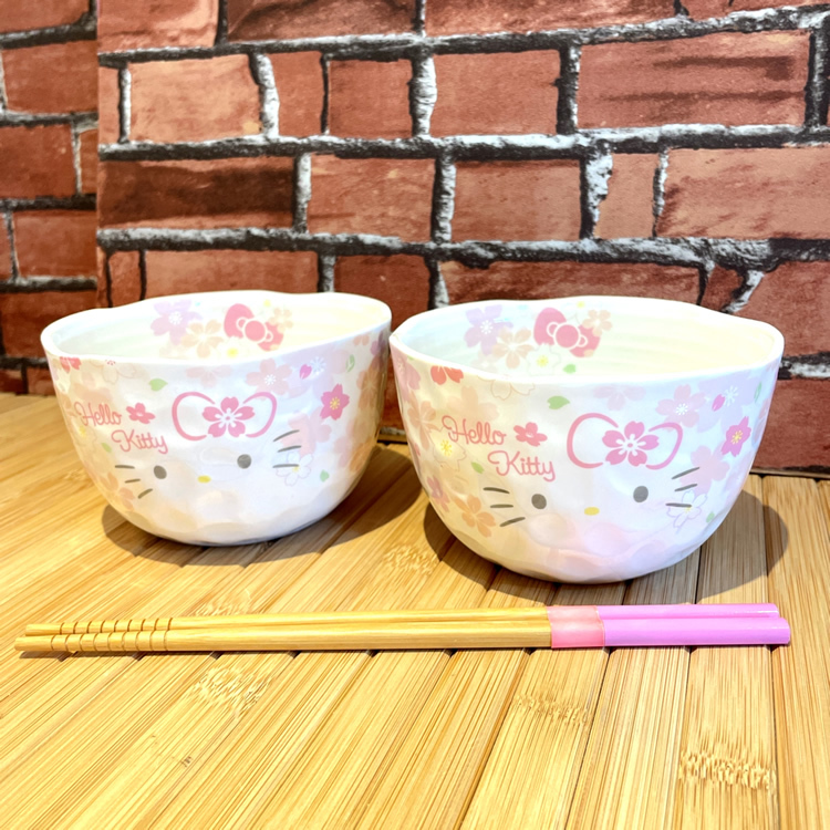 Sanrio Hello Kitty 浪漫櫻花陶瓷碗筷套裝