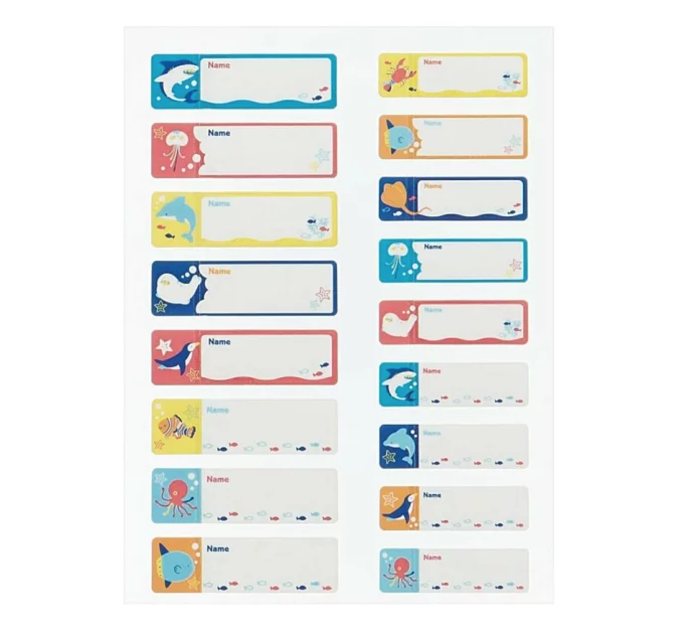 Skater姓名貼紙-海洋生物