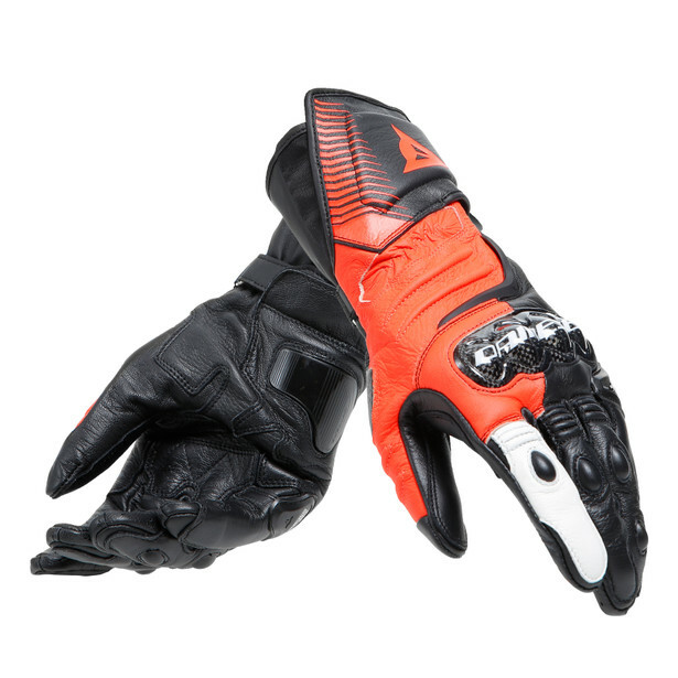DAINESE CARBON 4 LONG GLOVES Black/Fluo-Red/White 黑螢光紅白