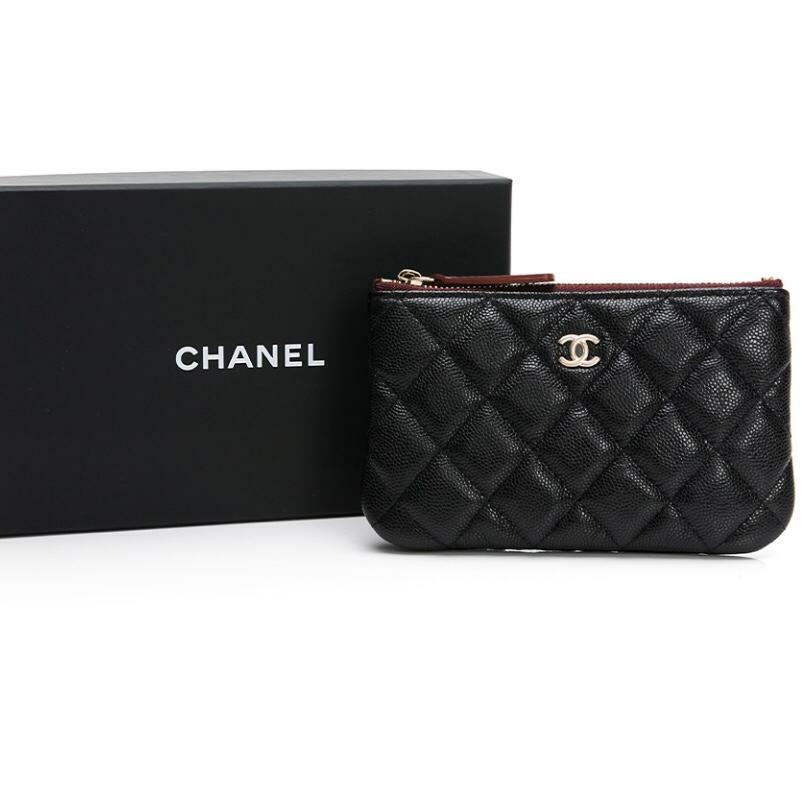 全新CHANEL零錢包/短銀包 A82365 黑色荔枝皮/淡金扣@316開 #BRAND NEW #香榭站正品
