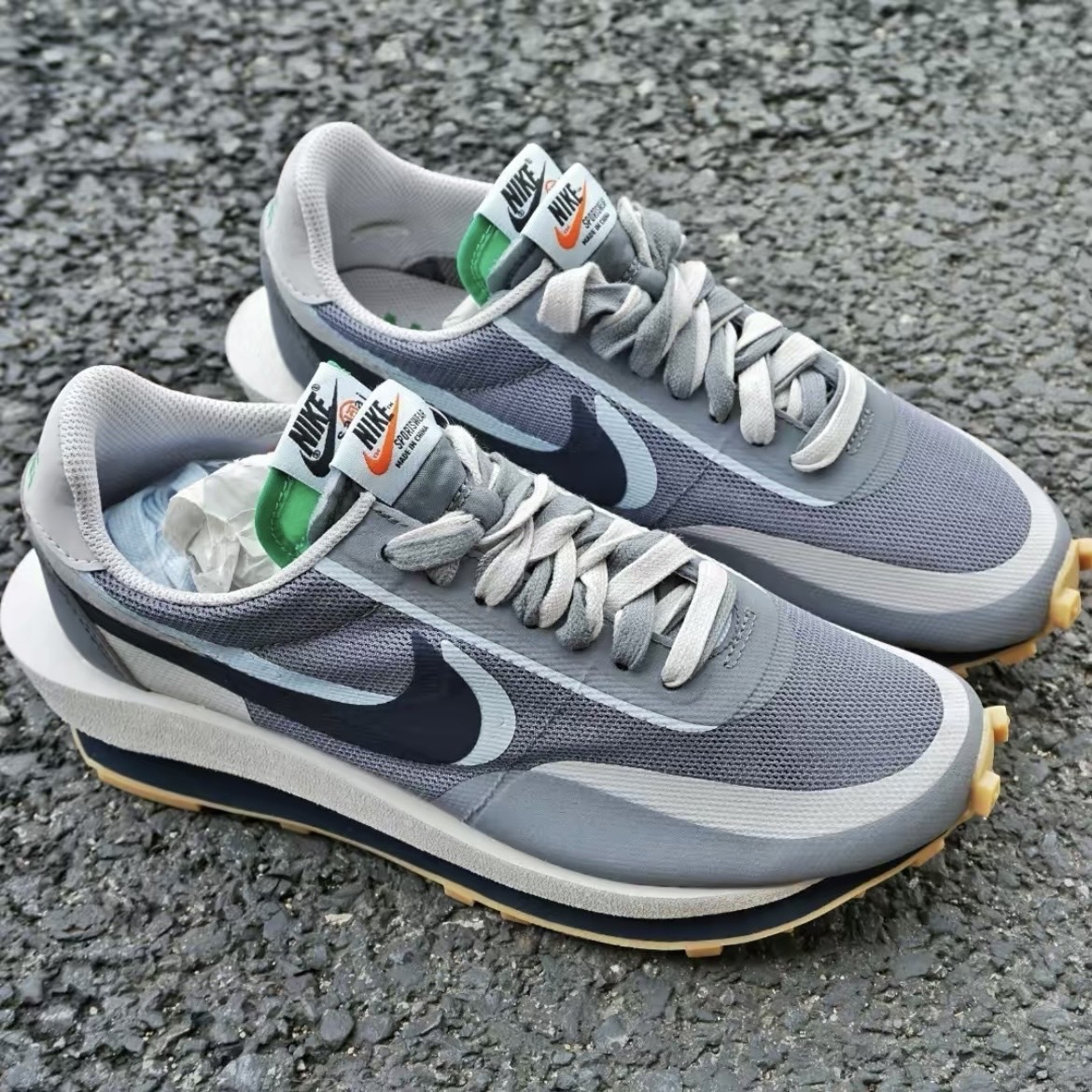 CLOT x Sacai x Nike LDWaffle "Cool Grey" 三方聯名 灰藍 DH3114-001