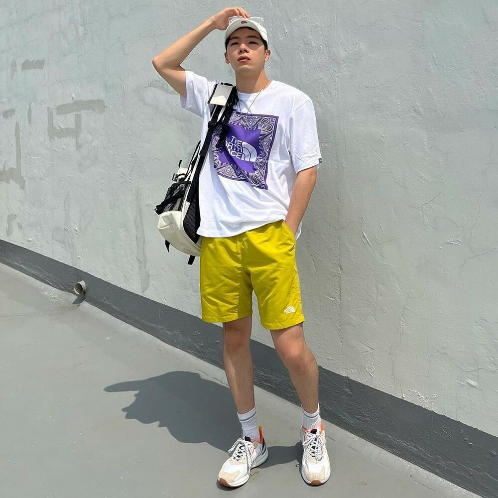 THE NORTH FACE DAILY ESSENTIAL 運動短褲 尼龍 透氣 芥末黃 NS6NN20C