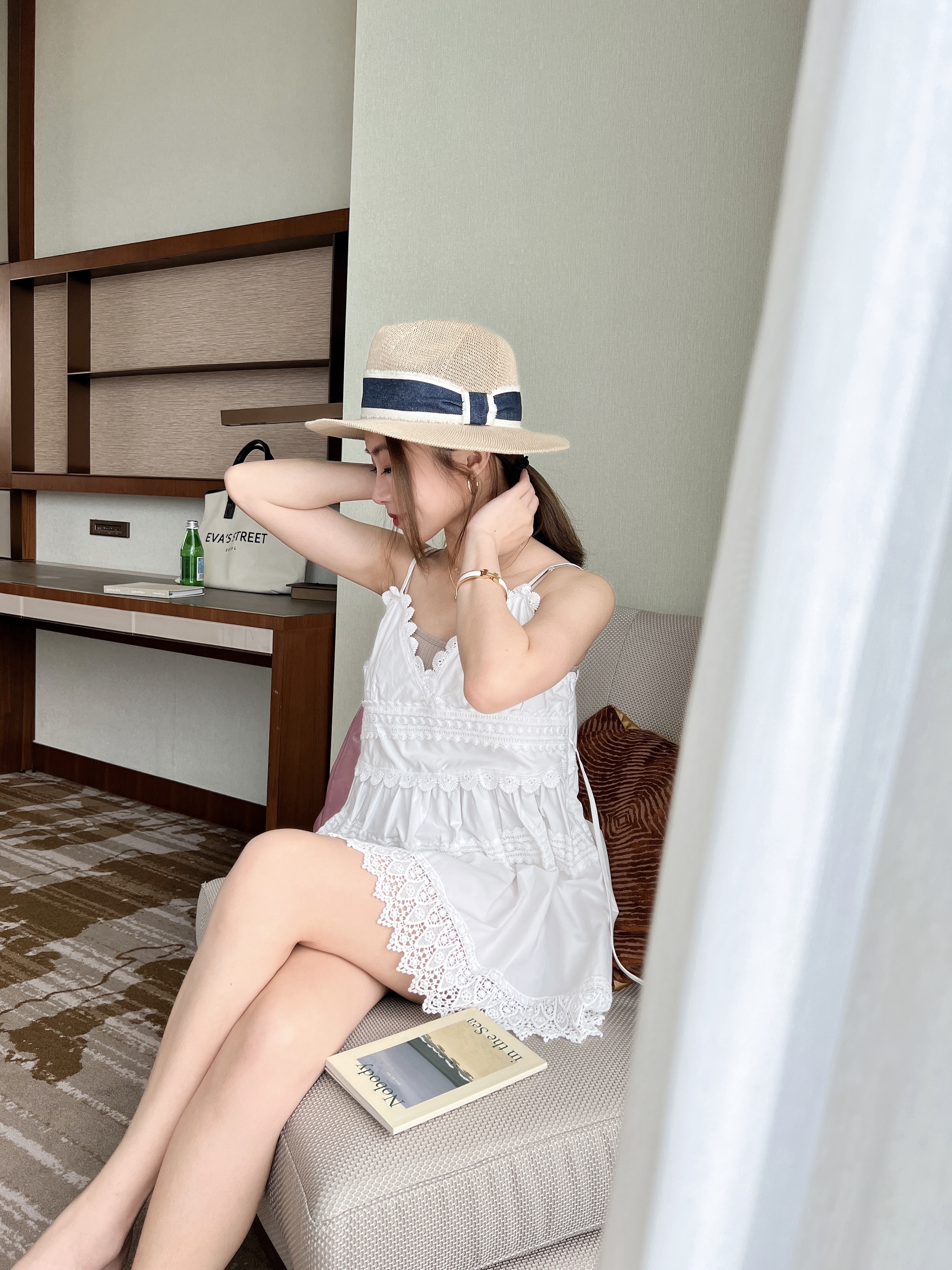 高單櫃法式度假極美雕花蕾絲短洋