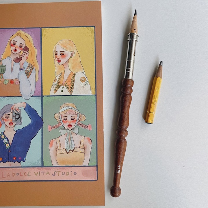 桃花心木 復古造型鉛筆延長器｜德國 E+M