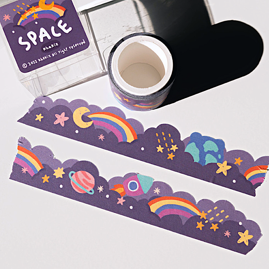 Khakiz Masking Tape－30mm die-cut Space (Korean Stationery Brand)