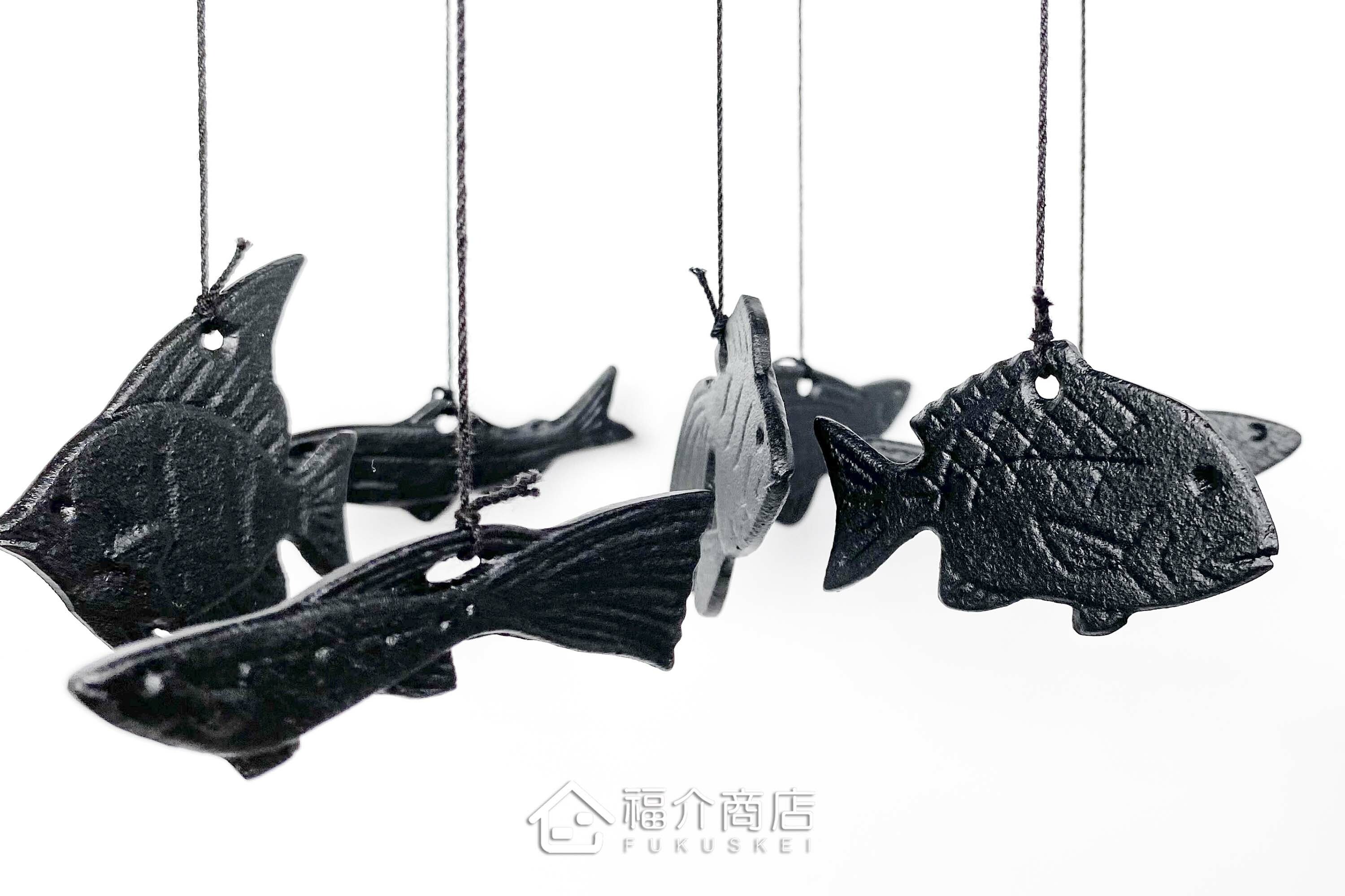 金屬做的黑色魚形鑄鐵風鈴