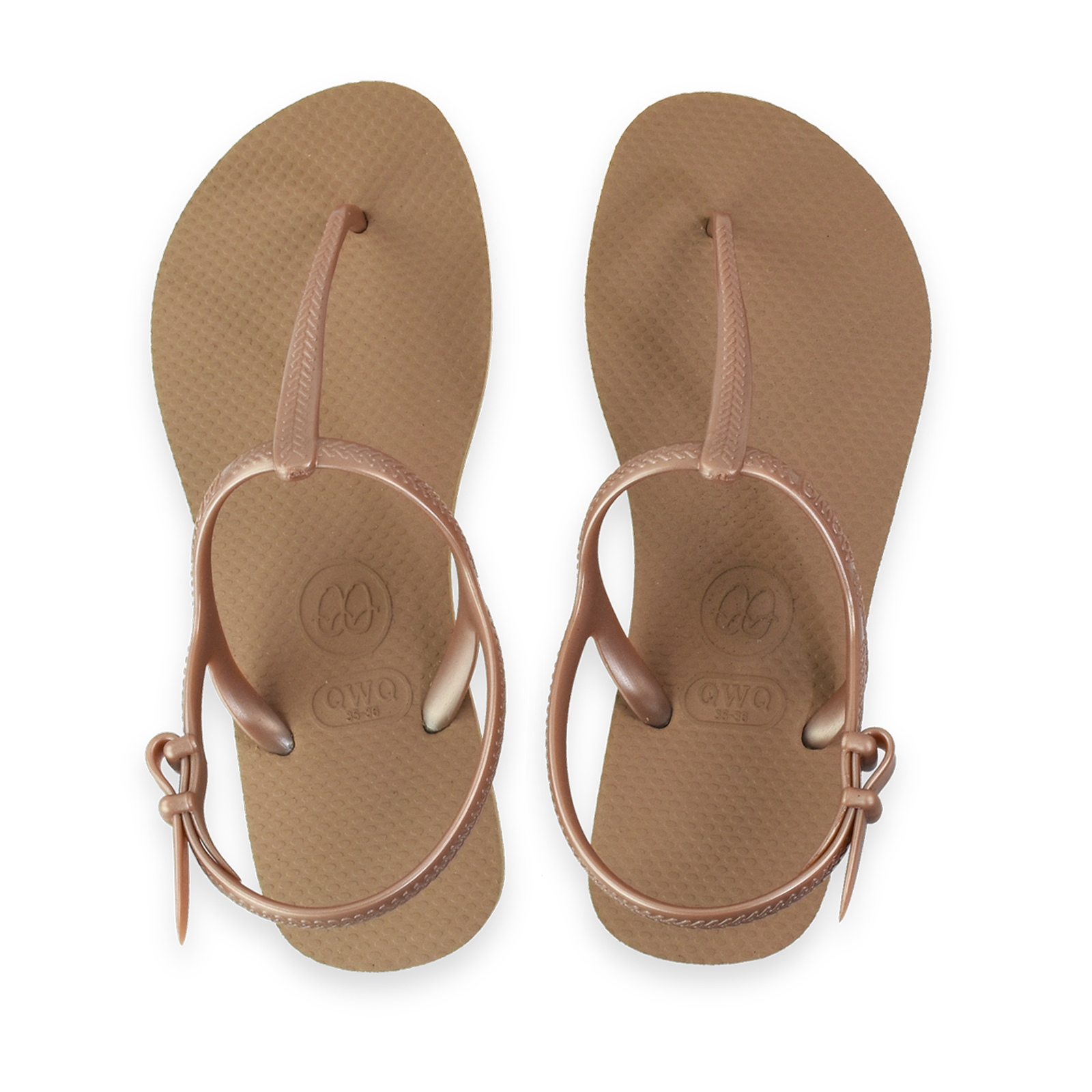 女款綁帶T字涼鞋 經典素色 薔薇金 腳型修長款