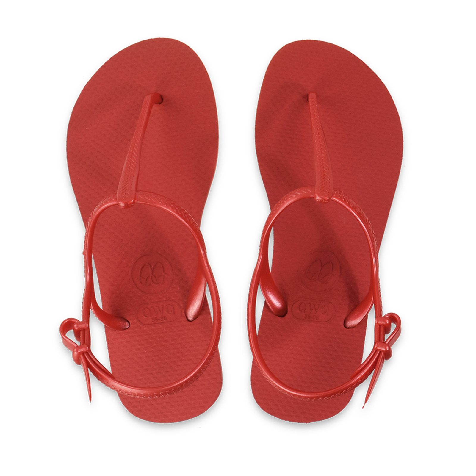 女款綁帶T字涼鞋 經典素色 搖滾紅 腳型修長款