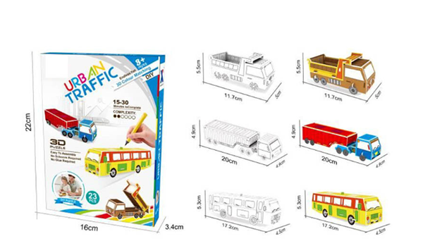 DIY汽車塗色拼圖配彩筆 RL64002863