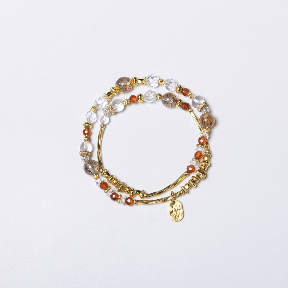 聖母峰的征服者｜銅髮晶橙石榴雙圈手鍊 C1438