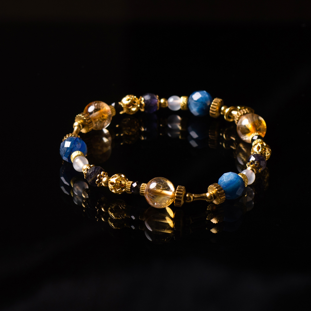 法蘭西氣質 // C1434黃水晶藍晶堇青石手鍊