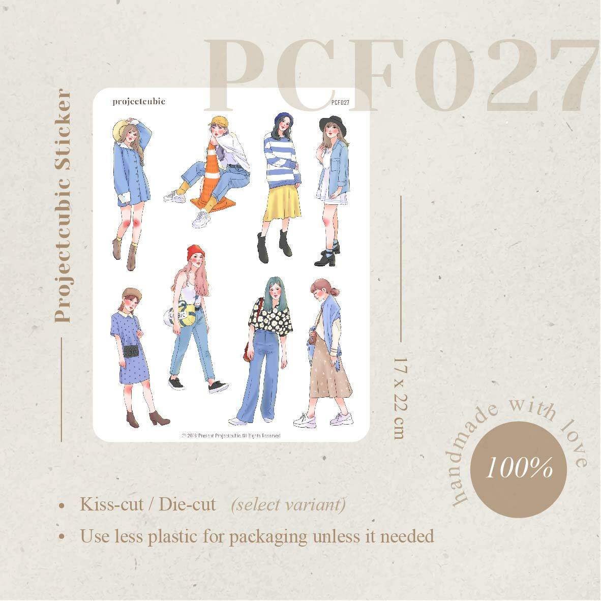 projectcubic｜單張女孩貼紙隨機出貨