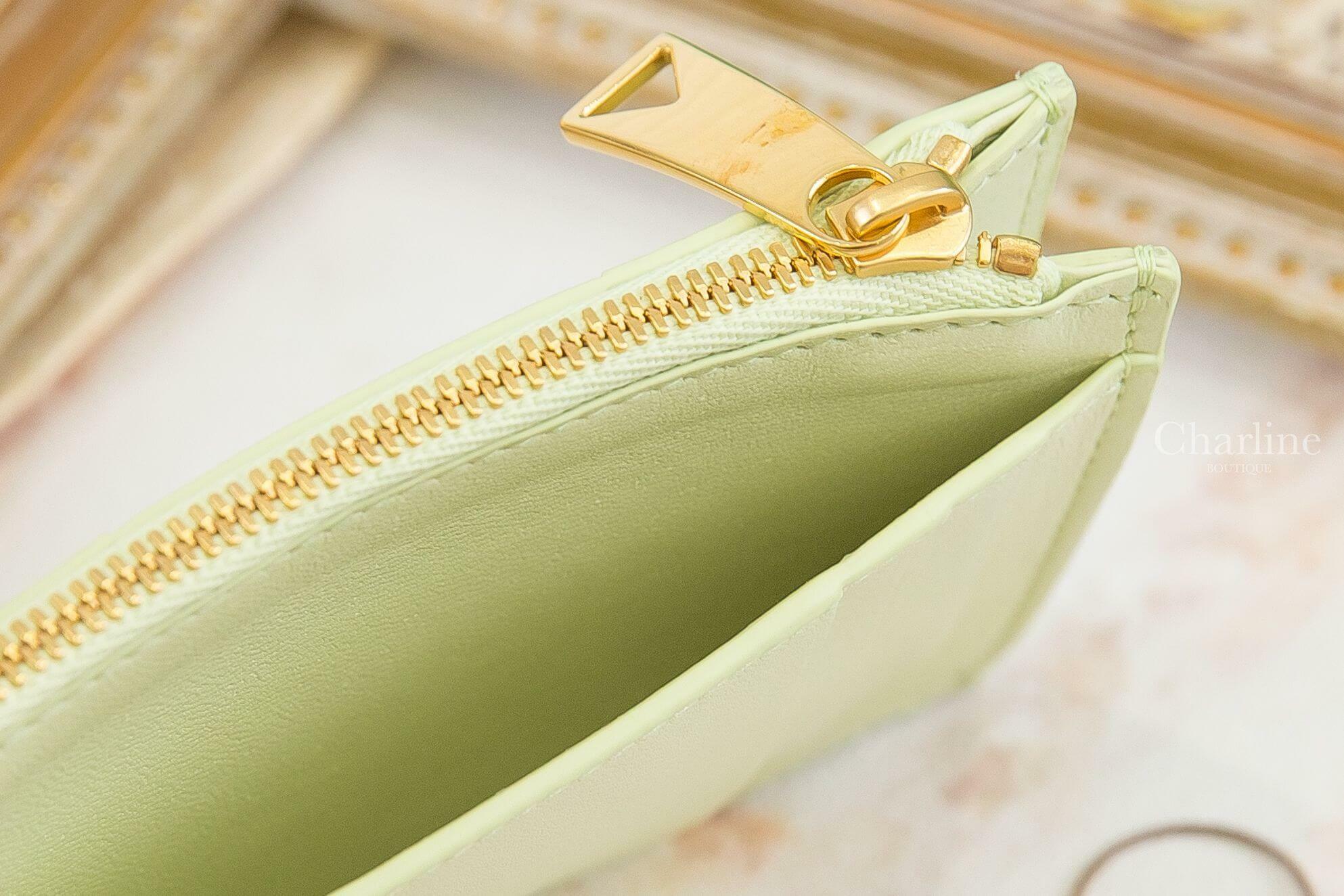 Bottega Veneta Zipped Card Case 檸檬黃大格子編織小羊皮混牛皮拉鍊卡片夾-Charline Boutique 精品代購