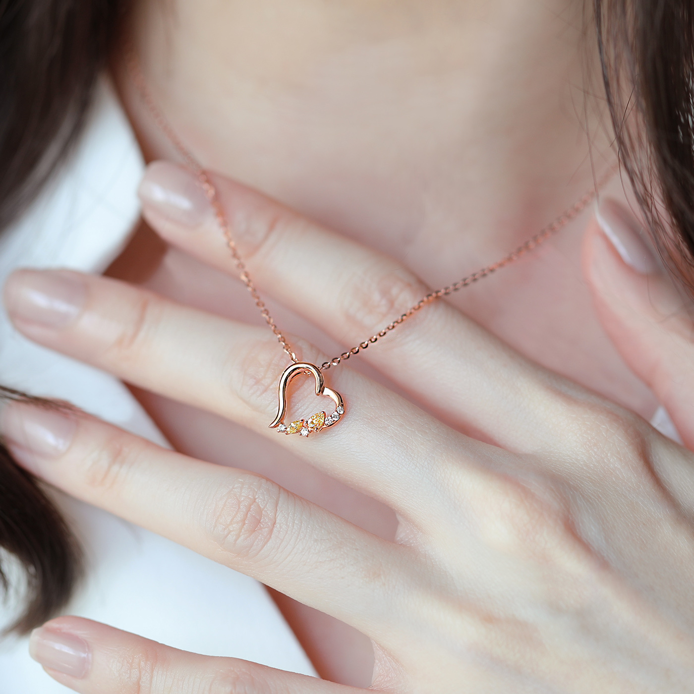 閃耀金心－16分鑽石項鍊