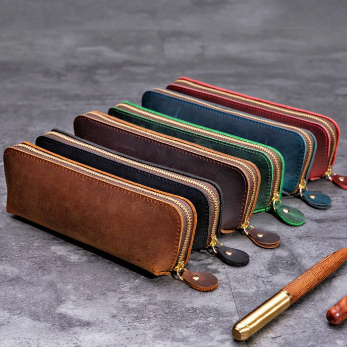 復古真皮簡約文具收納包