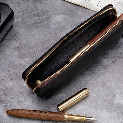 復古真皮簡約文具收納包
