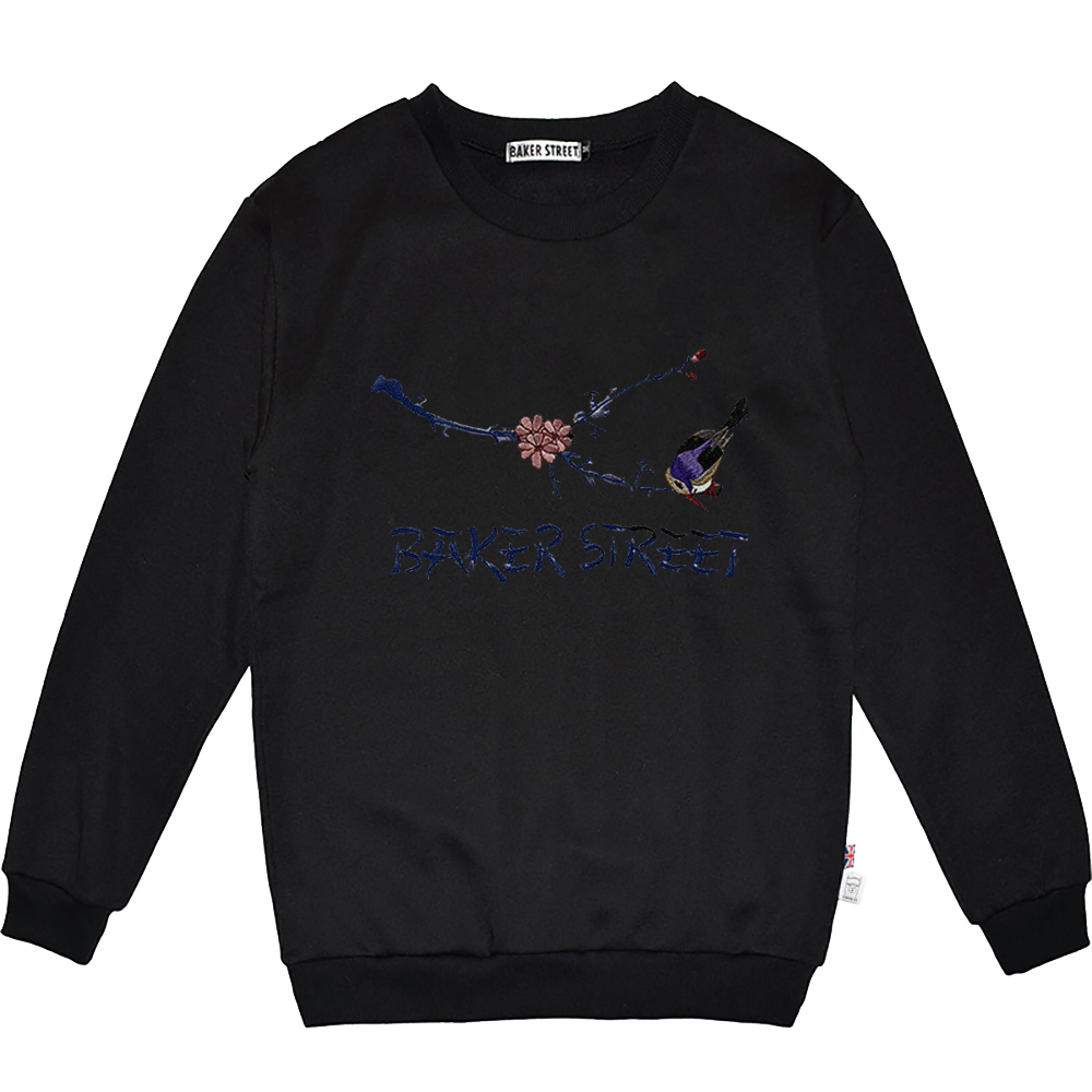 Embroidery-Imageof East 梅花與鳥 刺繡 梳搖剪圓T