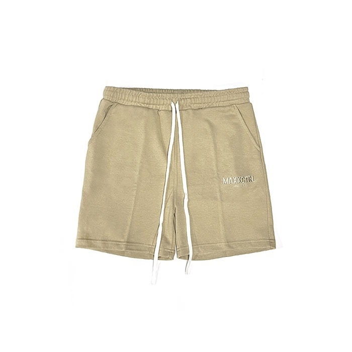 MAXXC 電繡LOGO棉短褲-卡其