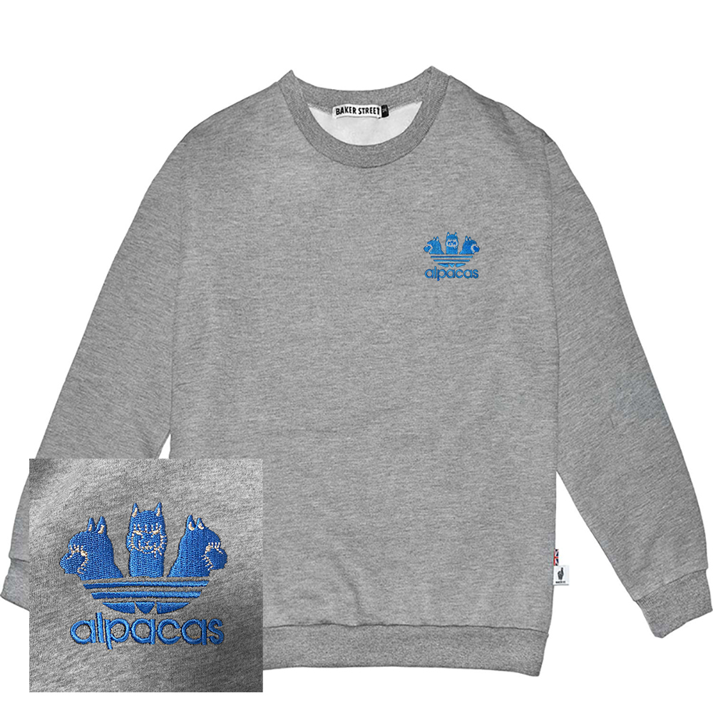 Embroidery-Alpacas Blue 愛迪駝(藍)  刺繡 梳搖剪圓T