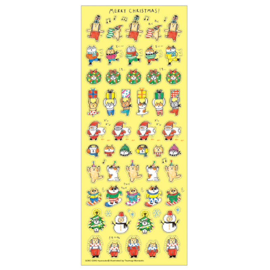 Mind Wave Sticker－Christmas Gorogoro Nyansuke (Japanese Stationery Brand)