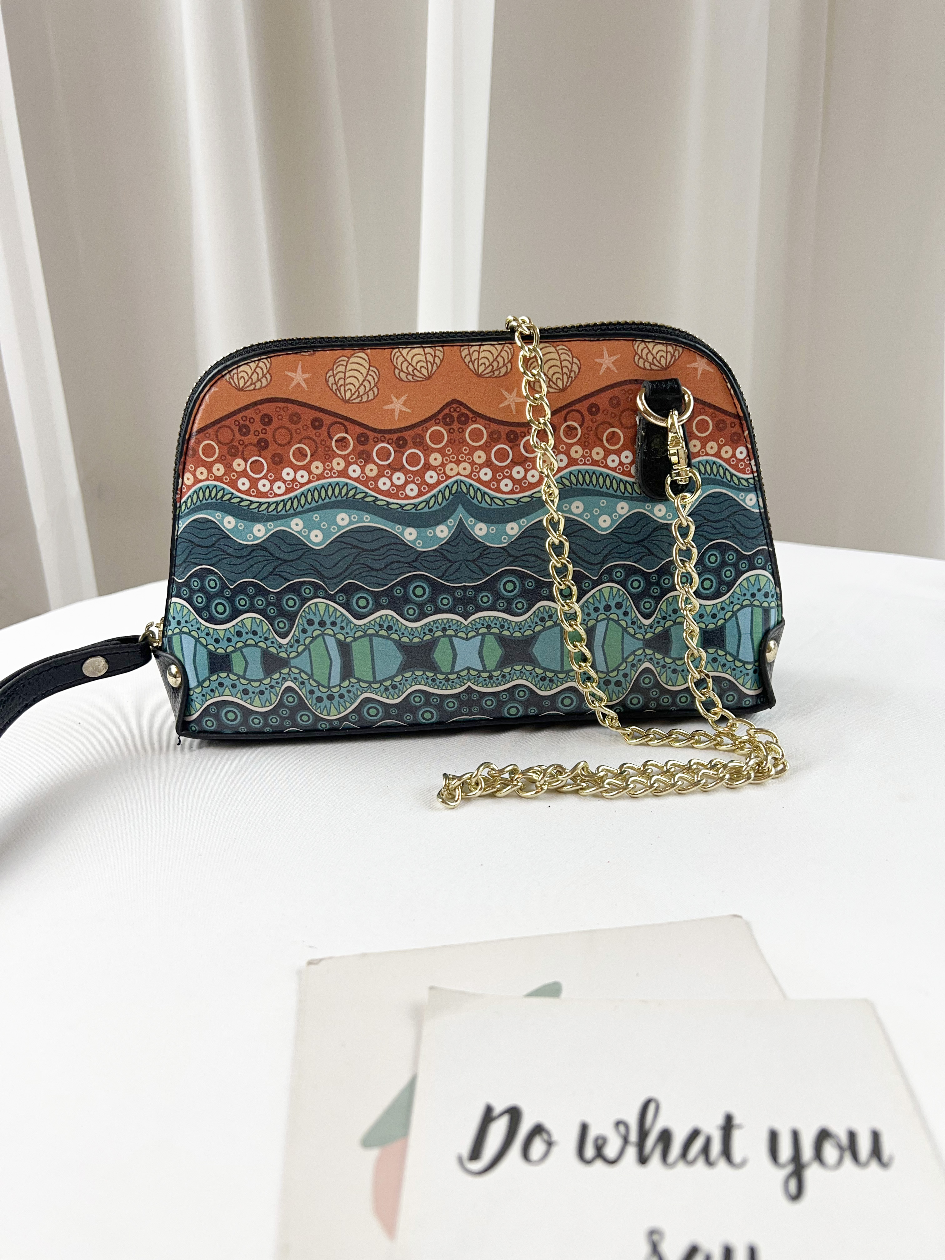 幾何圖形真皮防潑水手拿包 / 側背包  #SM-606