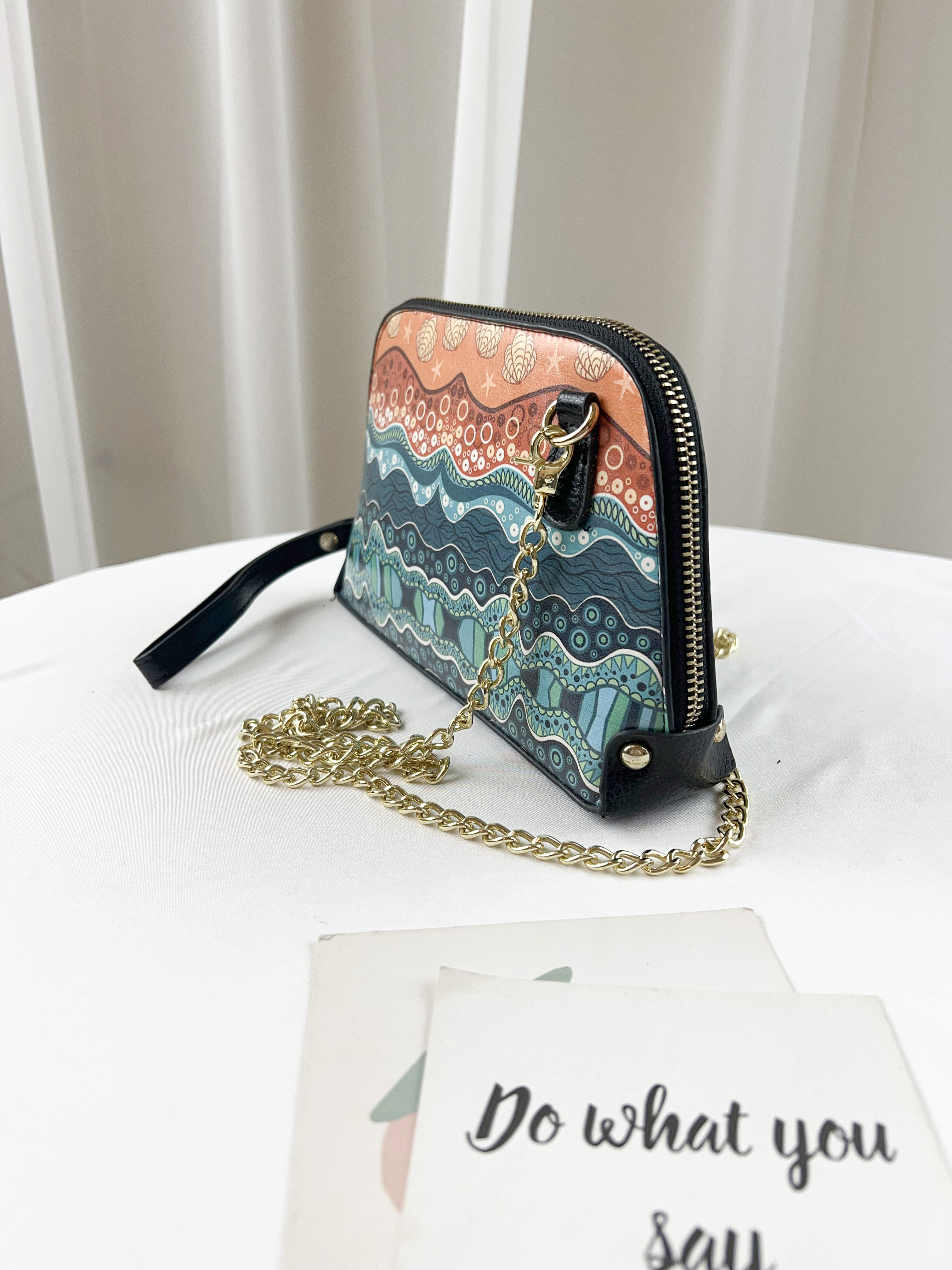 幾何圖形真皮防潑水手拿包 / 側背包  #SM-606