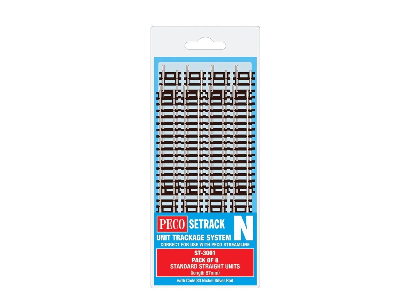 Peco ST-3001 N scale Standard Straight Track 8 pieces 87mm