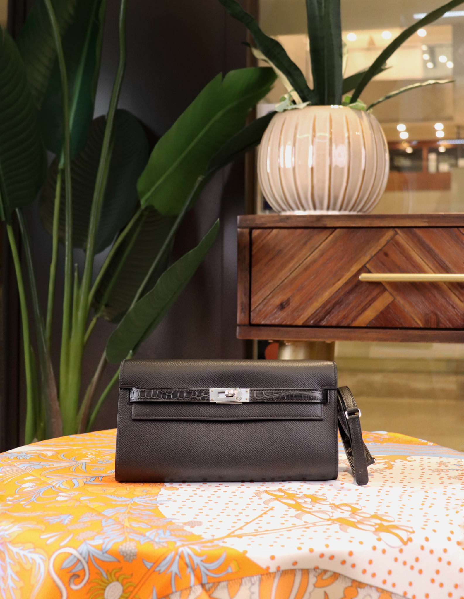 Kelly to go 89 noir ck epsom / matt croco W