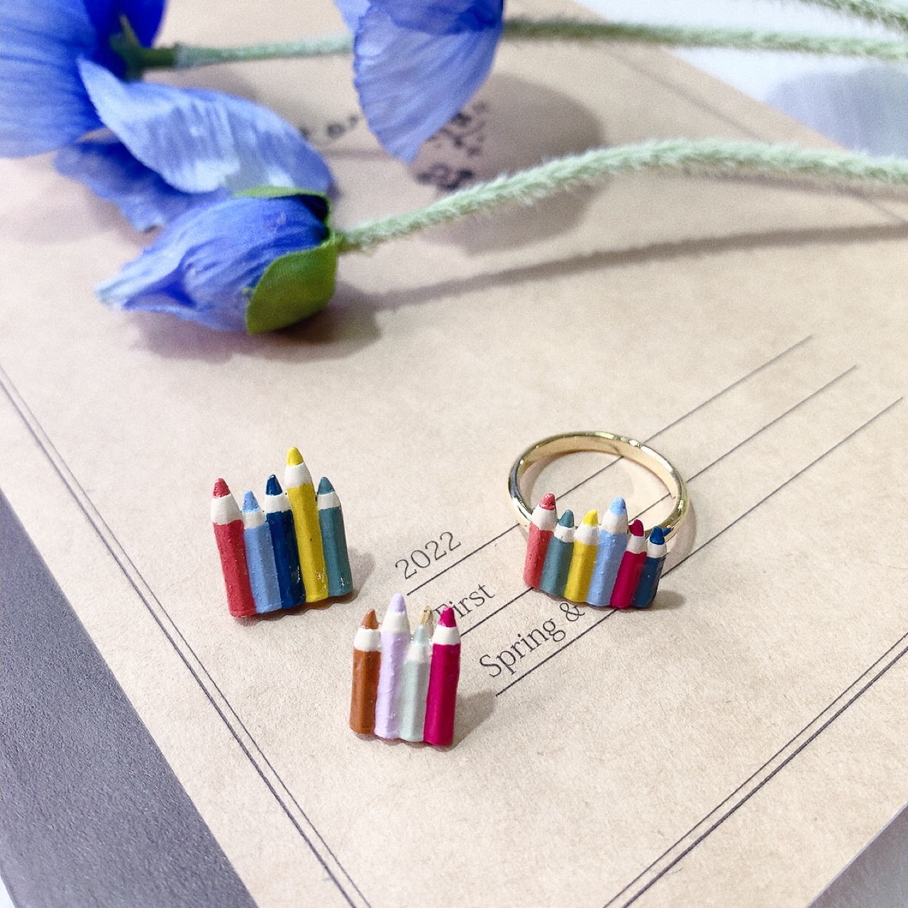 Ayatorie 彩色筆耳環/戒指