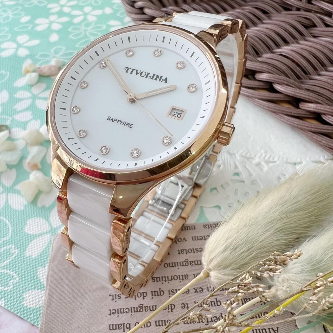 【TIVOLINA 小紅帽】完美耀眼半陶瓷鑽錶 MAT3768-W 34mm  現代鐘錶